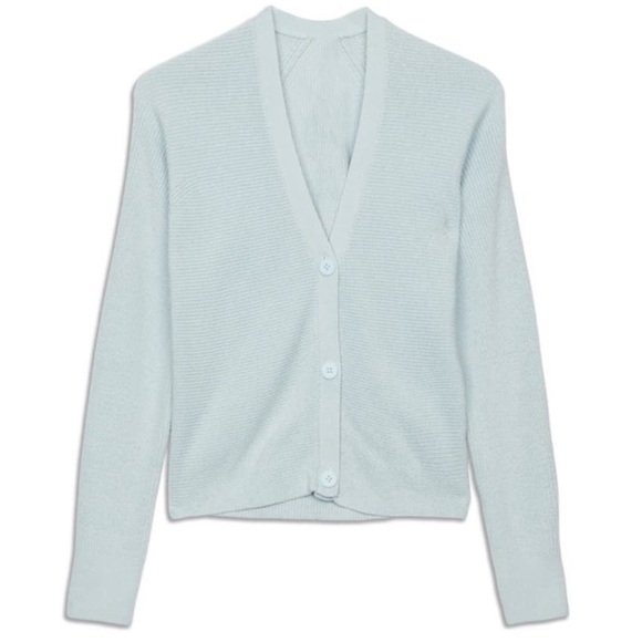 lululemon athletica Sweaters - Lululemon Merino Wool-Blend Light Blue Cardigan Size 8